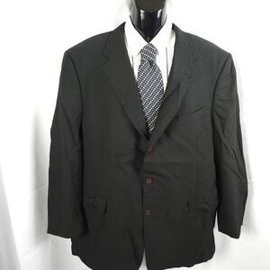 Hart Schaffner Marx Mens 46R Black Wool 3-Button Sports Coat Blazer